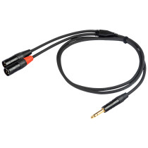 Cavo audio professionale ”Y” con connessioni spina jack Stereo Ø 6.3 mm REAN - 2 x spina volante XLR 3P REAN . Lunghezza 3 m. Co
